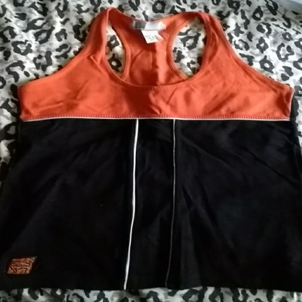 Les Mills Bodystep Orange & Black Tank top large